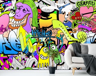 Hip Hop Wallpaper Graffiti Mural Street Art Wall Paper Hiphop Etsy