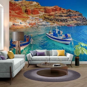 Sea Wallpaper Mural - Peel and Stick or Fabric Wall Covering, Custom Wallpaper for Walls, Coastal Wall Mural for Mediterranean Home Decor