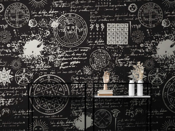 Buy Monuscript With Occult Symbols Mural, Wallpaper, Peel and Stick,  Removable Wallpapers, Vintage Wall Mural, Self Adhesive, Wall Design, Art  Online in India - Etsy