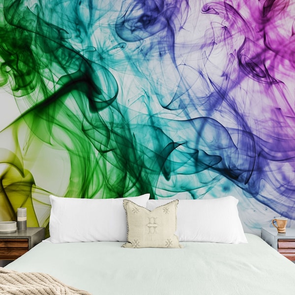 Colorful Mural 3D Smoke Wall paper Wall Decals Wallpaper Room Deco Textured Wall paper Self Adhesive Peel & Stick Art Wall paper Removable