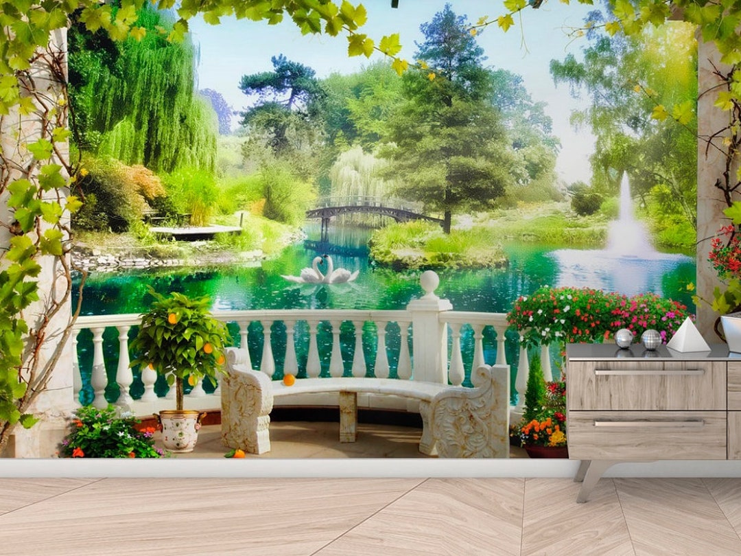 Green Garden Wall Mural Bedroom Wall Paper Modern Photo Wallpaper Custom Fabric Adhesive Wall