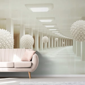 3D Wallpaper White Corridor Wall Mural Remobable Wallpaper Mural Home Decal for Living Room Badroom Premium 3D Wallpaper Custum Wallpaper