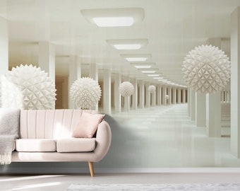 3D Wallpaper White Corridor Wall Mural Remobable Wallpaper Mural Home Decal for Living Room Badroom Premium 3D Wallpaper Custum Wallpaper