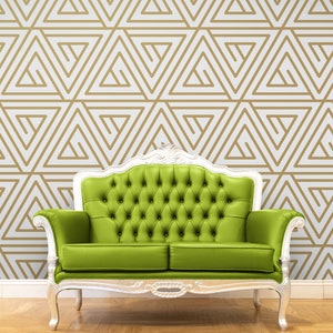 Gold Triangeles Wallpaper Design, Custom Photo Wall Decor for Hallway or Living Room, Self adhesive removable wall paper mural