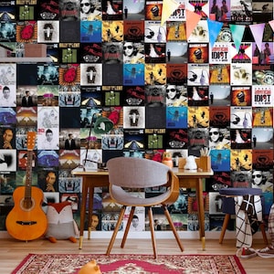 Rock Album Music Poster Wallpaper Peel and Stick Retro Aesthetic Wall Collage, Vintage Wall Collage Kit, Vintage Grunge Music Photo Prints