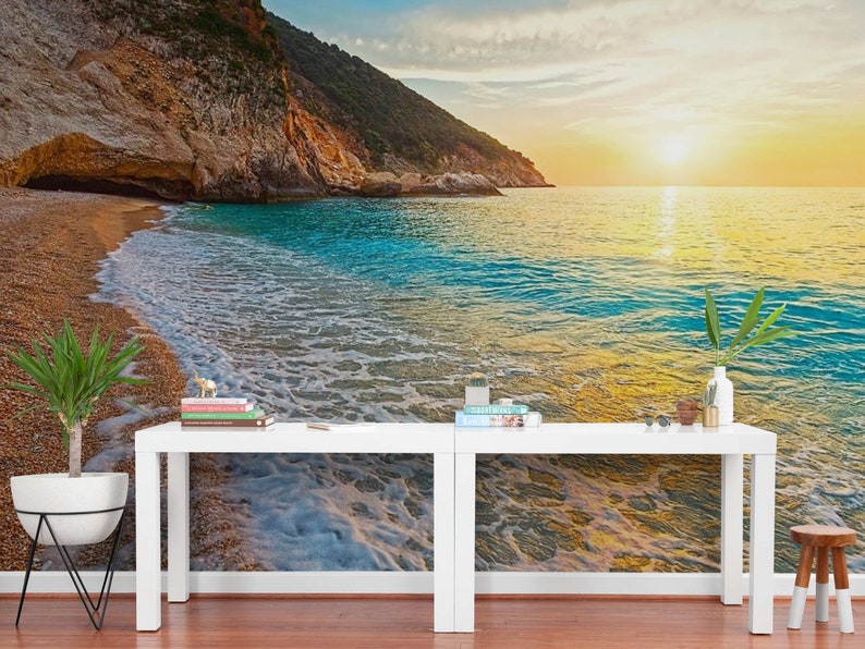 Modern Nature Wall Wallpaper Beach View Wall Murals, Nature Bedroom