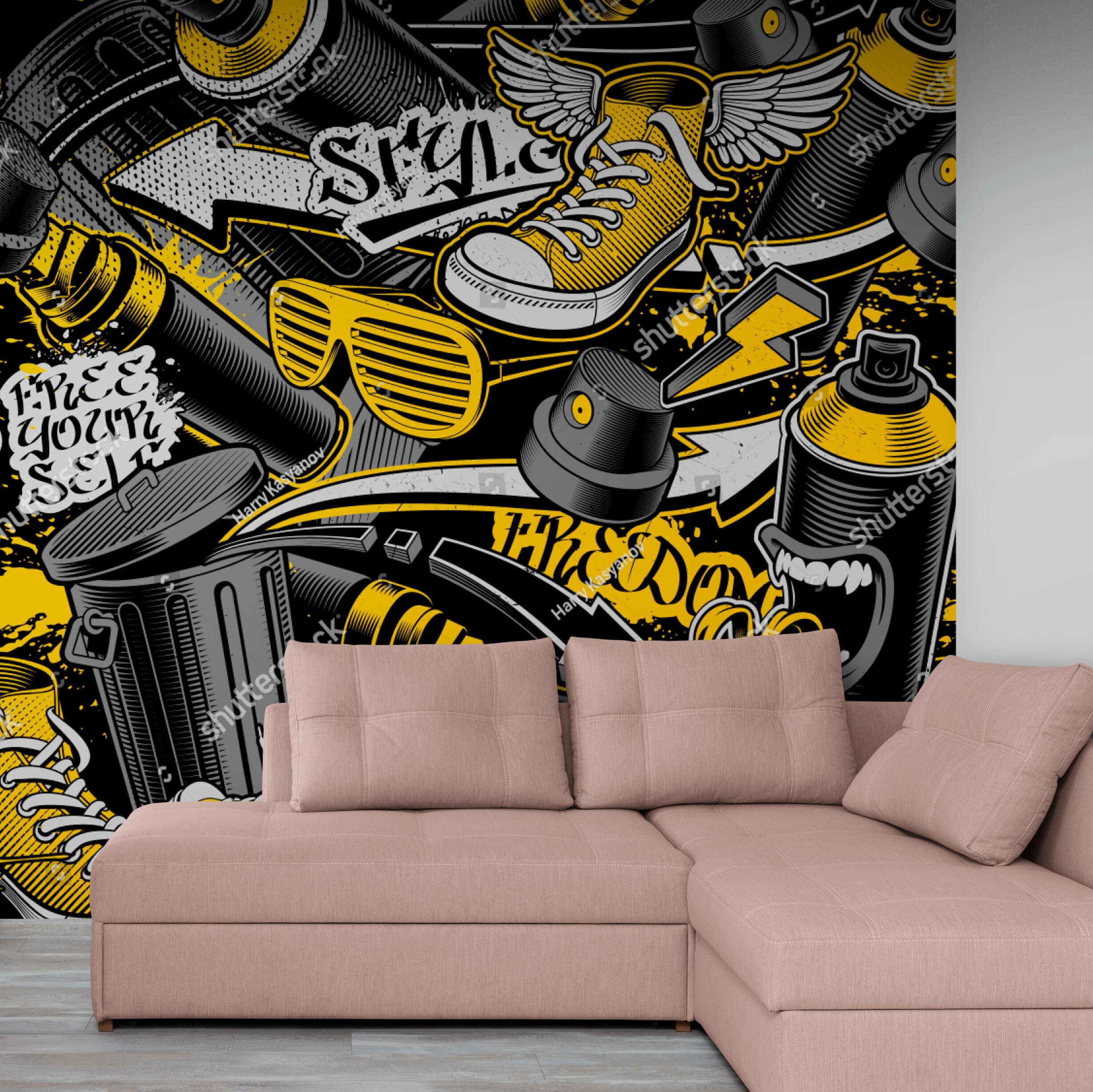 Wallpaper Peel and Stick Love Graffiti Seamless Hand Lettered Text  Typographic Style Print Large Wall Mural Removable Sticker Vinyl Film  Covering Self
