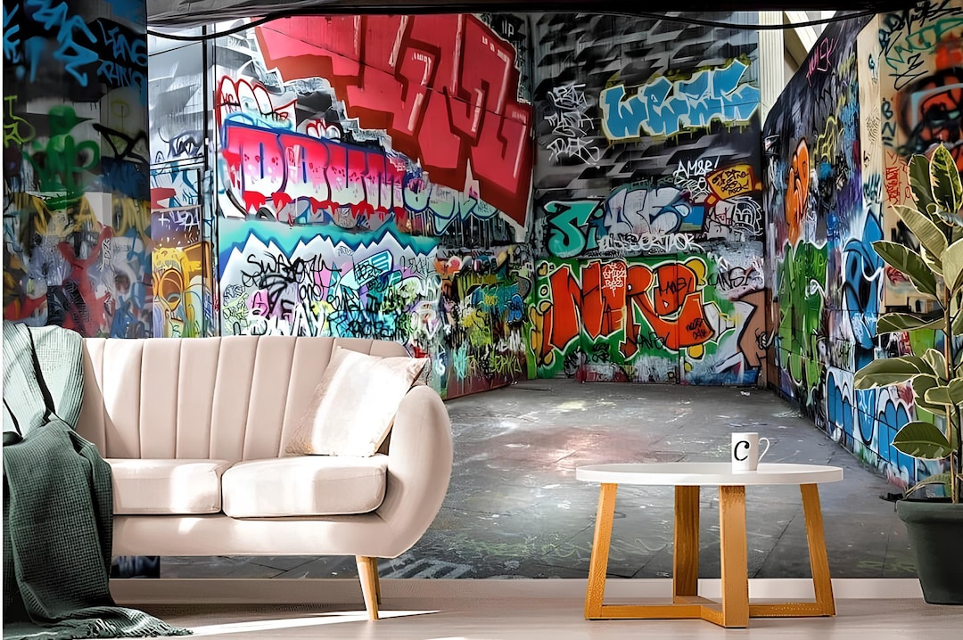 Urban Graffiti Peel and Stick Wallpaper – Colorful Street Art Mural for ...