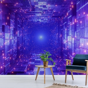 Gaming room Decor Wall Mural 3D Cyberpunk Wallpaper Neon peel & stick Wallpaper Graffiti wall paper Cuberpunk Mural Kids Bedroom Wall Mural
