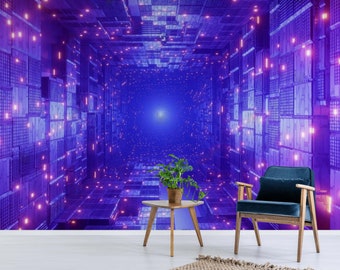 Gaming room Decor Wall Mural 3D Cyberpunk Wallpaper Neon peel & stick Wallpaper Graffiti wall paper Cuberpunk Mural Kids Bedroom Wall Mural