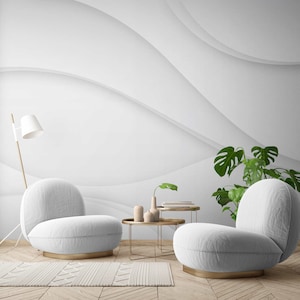 3D White Waves Mural Realistic 3D Wallpaper Self Adhesive Peel & Stick Mural Custom Mural Wall Decor Wall Decal 3D Photo Wallpaper Wall Art