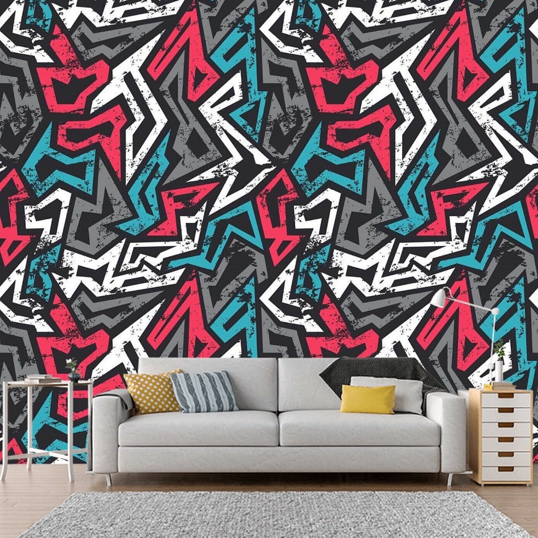Graffiti Wall Mural – Peel and Stick Wallpaper, Street Art Decor - Etsy ...