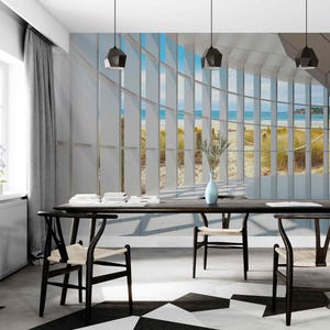 Modern photo wallpaper showing open space with natural coastal light