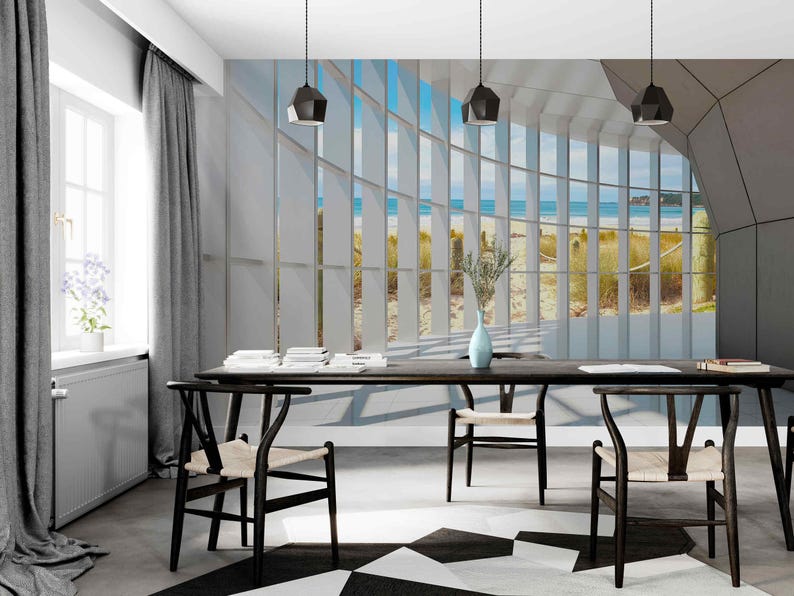Modern photo wallpaper showing open space with natural coastal light