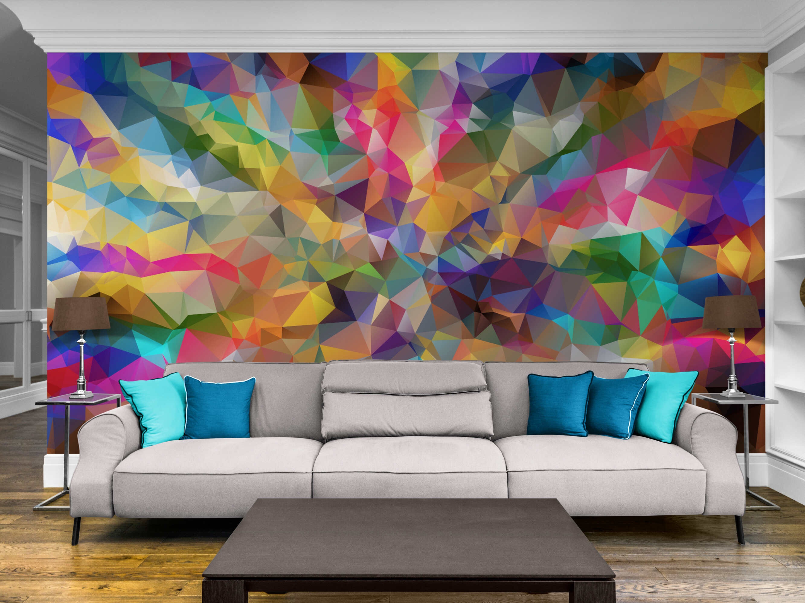 Geometric Colorful Wall Mural, 3D Peel and Stick Wallpaper - Etsy