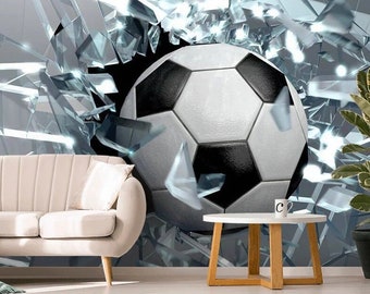 3D-fotbollstapet – självhäftande vinyl för barnrumsinredning