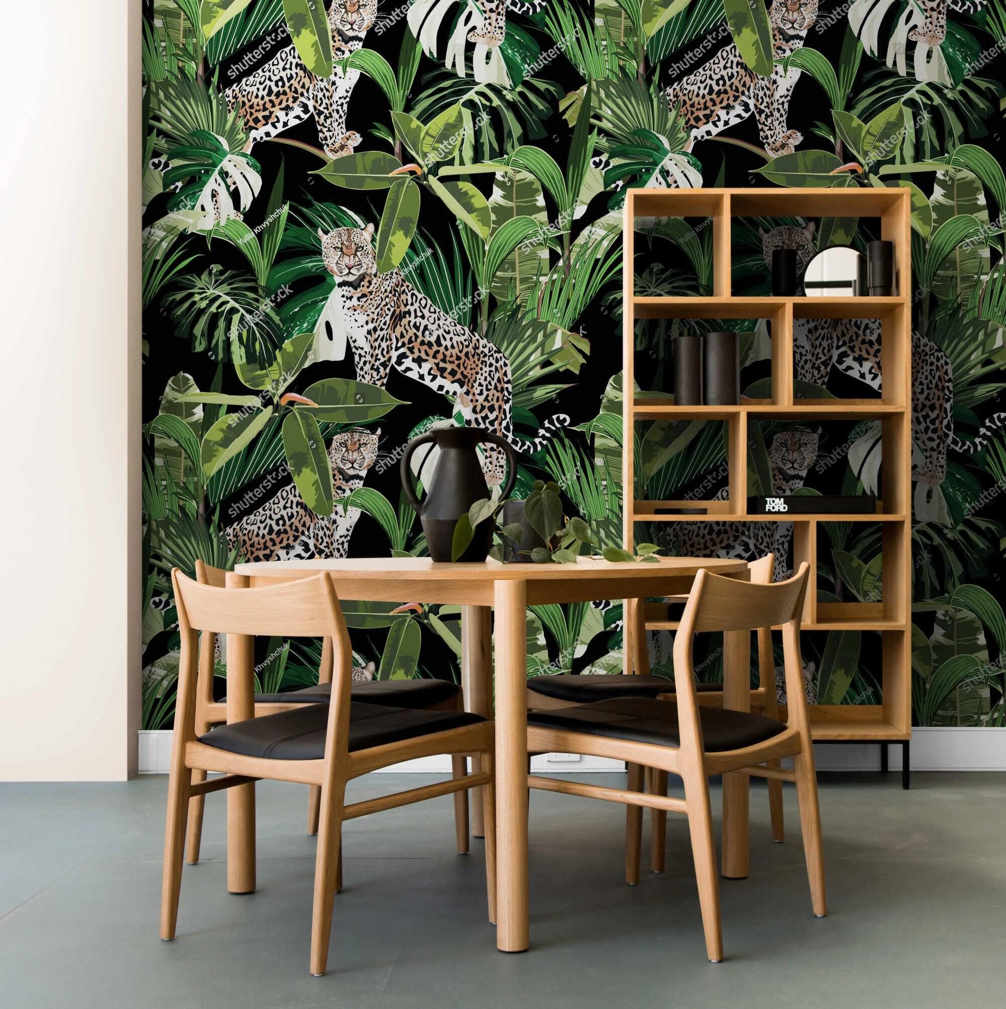 Tropical Leopard Jungle Wallpaper Mural – Peel and Stick Accent Wall ...