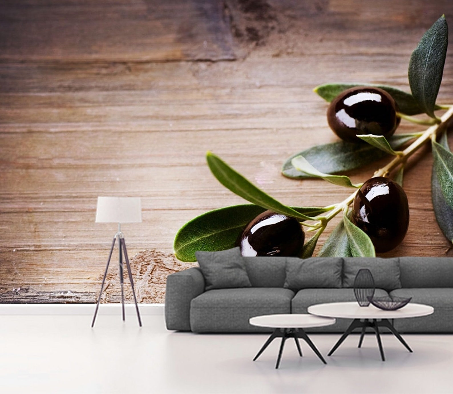 Peel & Stick Olives Branch Wallpaper Mural Kitchen and Dining Etsy