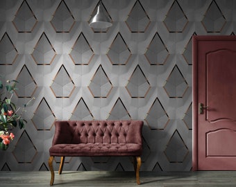 Photo Wallpaper 3D Grey Concrete Panels Wallpaper for Accent Wall Decoration, Quality Vinyl or Non-woven Murals with 3D Wallpaper Panels