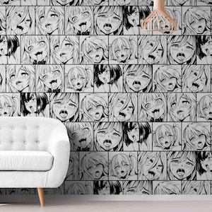 Anime Face Wallpaper Mural for Walls – Peel & Stick Japanese Manga Girl Wall Art, Custom Otaku Decor for Bedroom or Game Room Accent