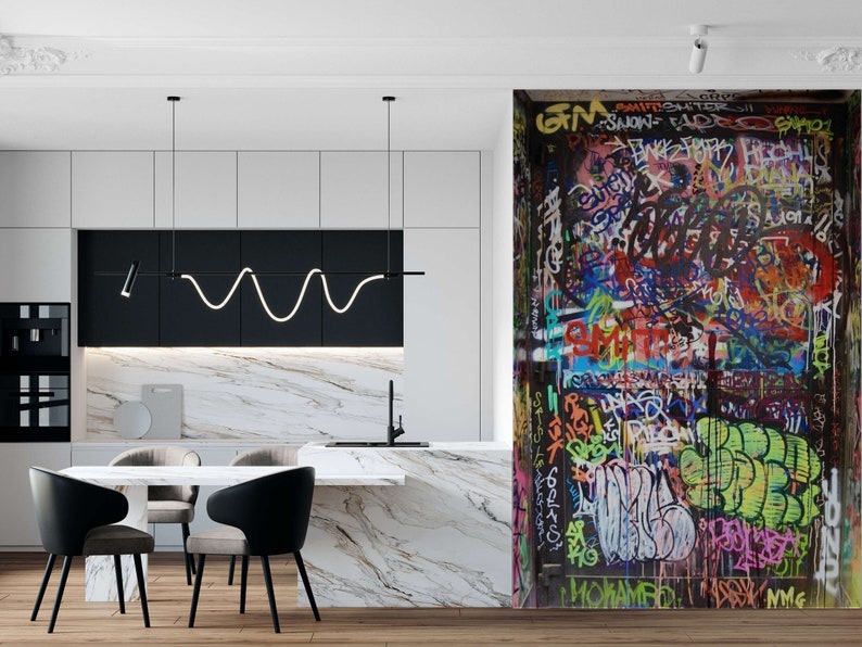 Permanent Graffiti Wall Mural Accent Wall Decor Statement Etsy