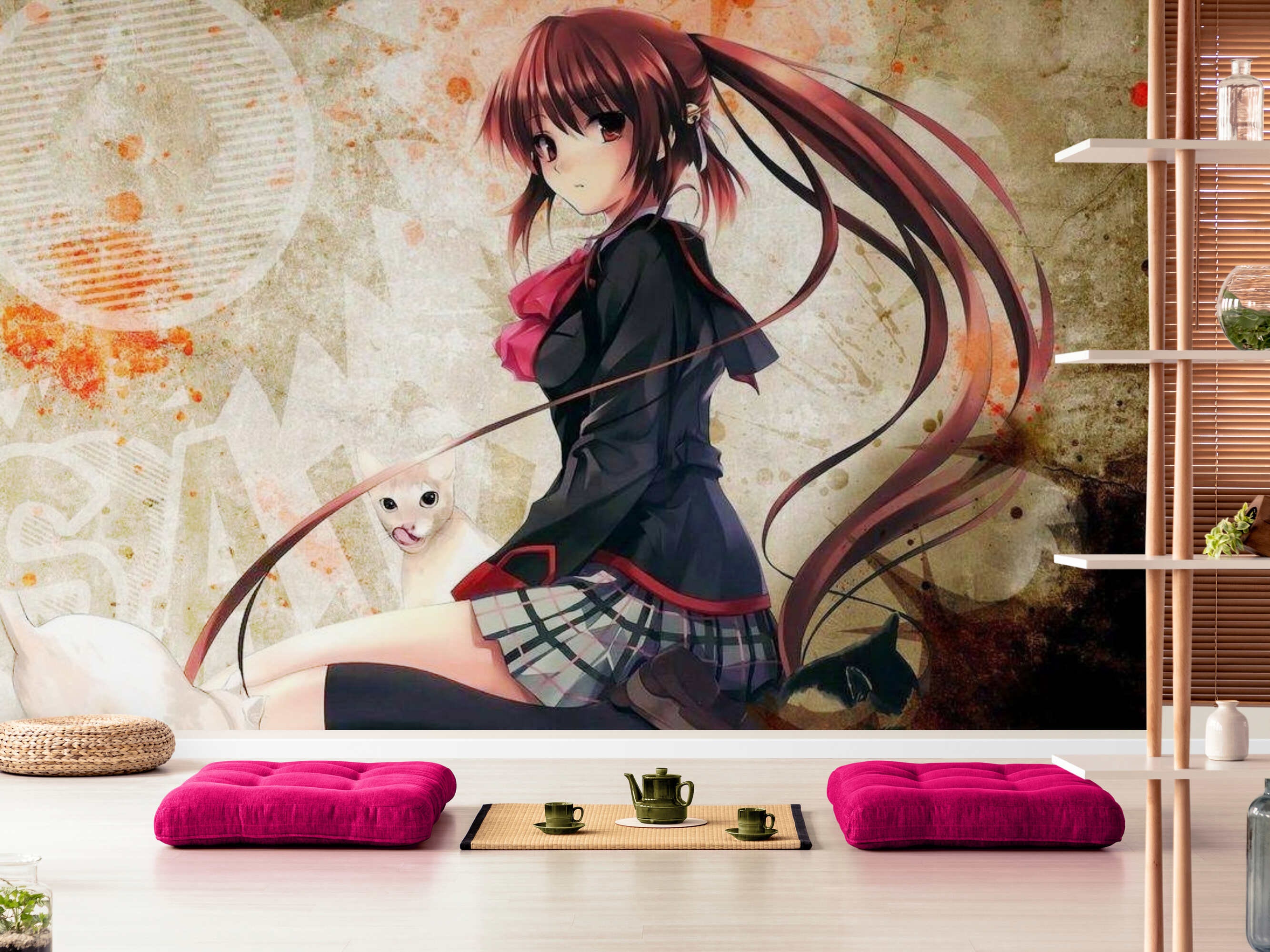 Anime Manga Wallpaper Woven Self-Adhesive Wall Mural Art Decal Home Decor  M296