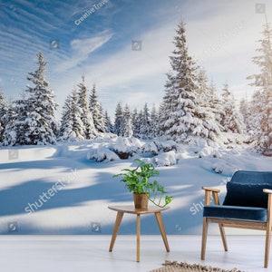 Peel and Stick Mural Winter Wall Paper Snow Tree Wallpaper Spase Removable WallPapers Living Room Backgrounde Wall Murals Vinyl wallmural