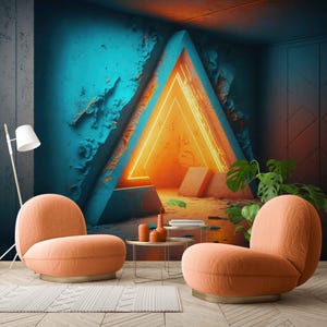 Cyberpunk 3D Neon Cityscape Wallpaper Mural – Futuristic Peel & Stick Wall Art for Gaming Rooms, Studios, Removable wall covering
