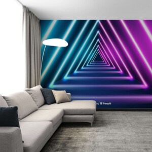 Neon 3D Wallpaper Peel and Stick Wallpaper Graffiti Murals Neon 3d Wall