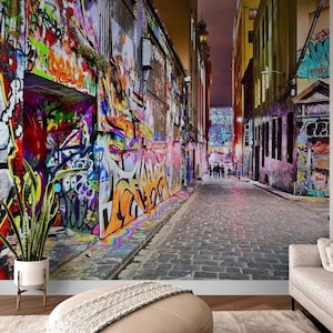 Modern Graffiti Wallpaper Peel and Stick Graffiti Wall mural Art Graffiti Wall paper Wall Design Peel & stick Wallpaper Bedroom Wall Decor