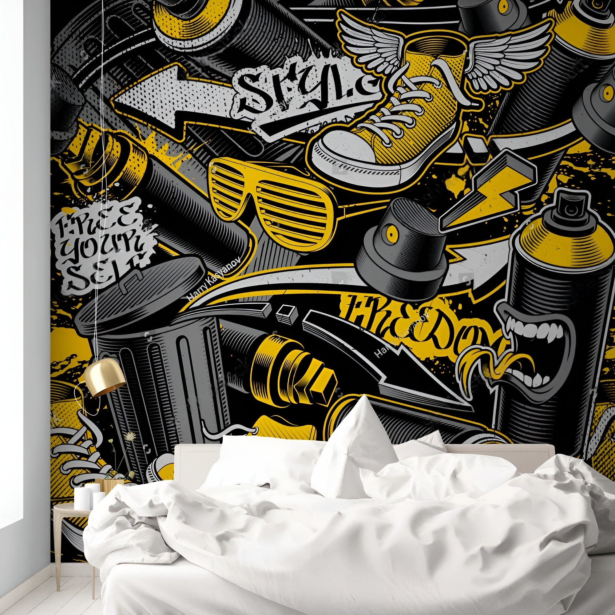 Graffiti Wallpaper Mural: Peel and Stick Street Art, Kids Room Decor - Etsy