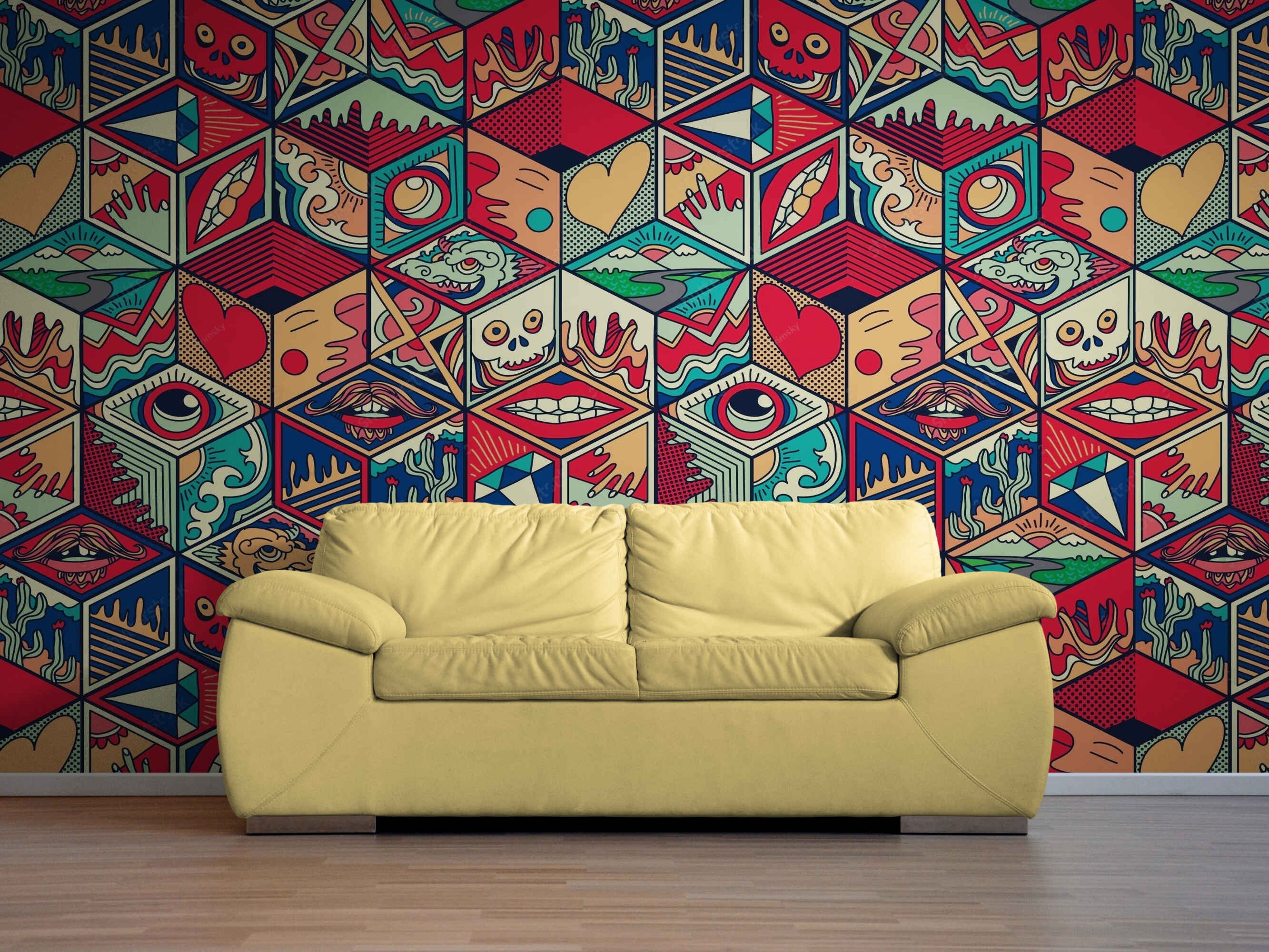 Red Abstract Graffiti Peel and Stick Wallpaper Wall Mural - Etsy
