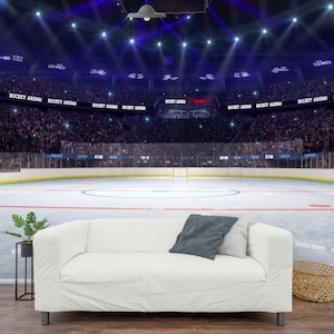 Hockey Arena Wallpaper Peel and Stick Mural Sports Wallpaper Kids Bedroom Wall Mural Hockey Stadium Wall paper 3D Wallpaper Mural for Boys