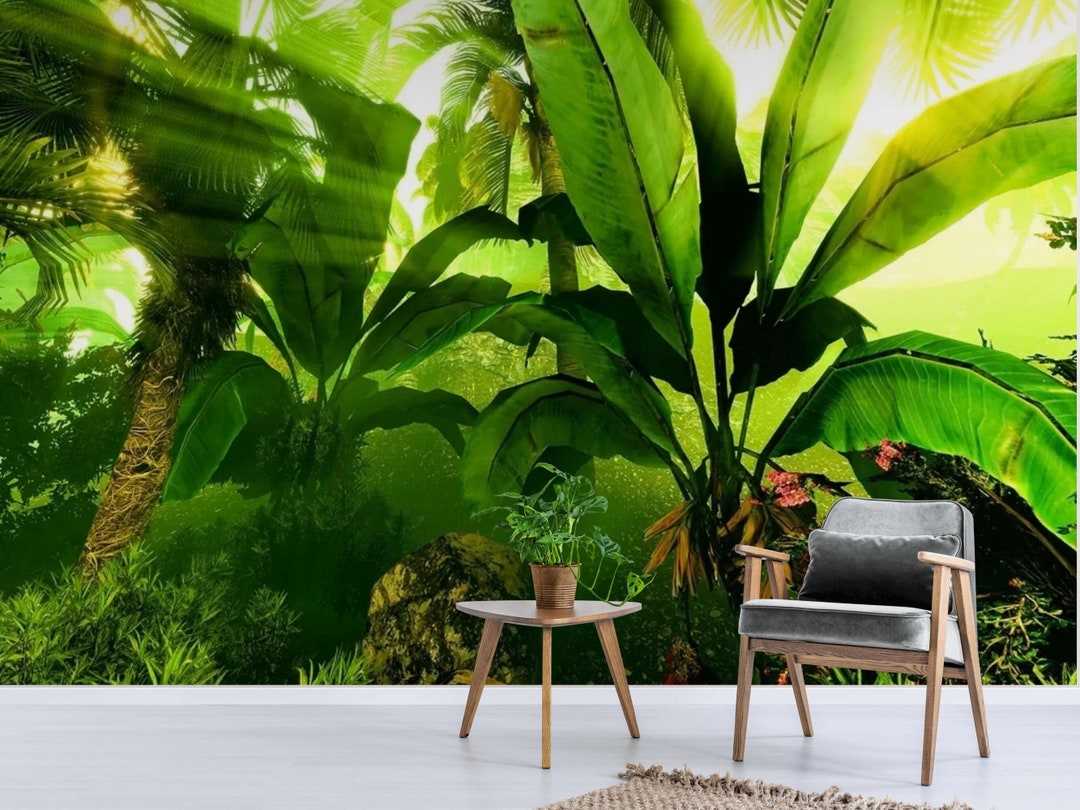 GREEN WALLPAPER, Wallpaper MURAL, Wall Covering, Adhesive Vinyl Green