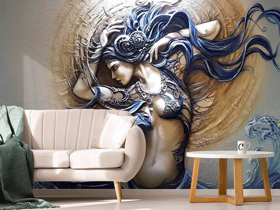 Goddness 3D Wallpaper Bas-relief Modern Style Wall Mural Wall - Etsy Goddness 3D Wallpaper Bas-relief Modern Style Wall Mural Wall - Etsy