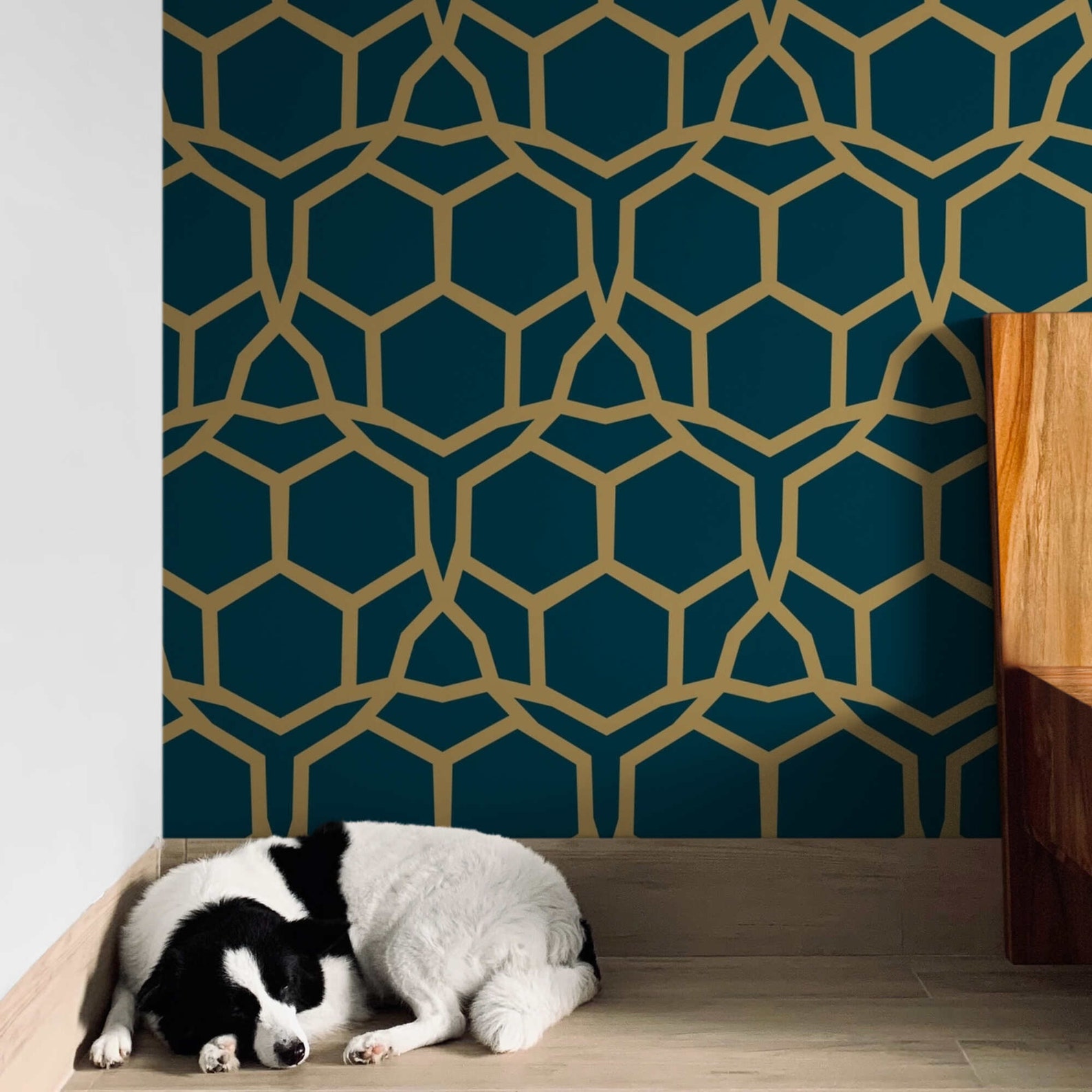 Geometric Wall Mural Gold Pattern Wallpaper Peel and Stick Art | Etsy