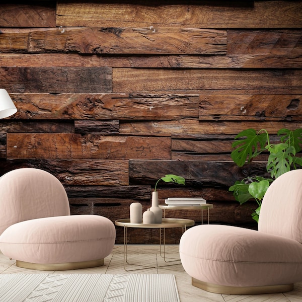 3d Wallpaper Art Dark Wood Etsy