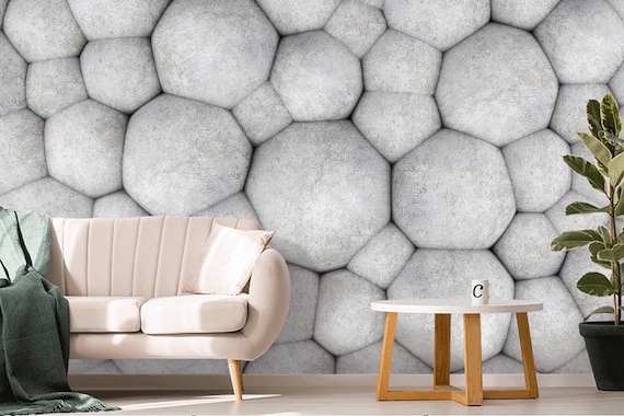 3D Wallpaper Mural Abstract Round Stone Wall Photo Wallpapel - Etsy