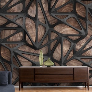 Modern 3D Wood Wallpaper Mural Custom Wall Covering