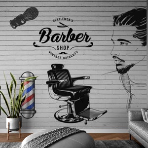 Barber Tools 3D Wallpaper, Unique Barber Decor Wallpaper, Salon Equipment Wall Art, Barber Accessories Mural, Peel and Stick Wallpaper mural