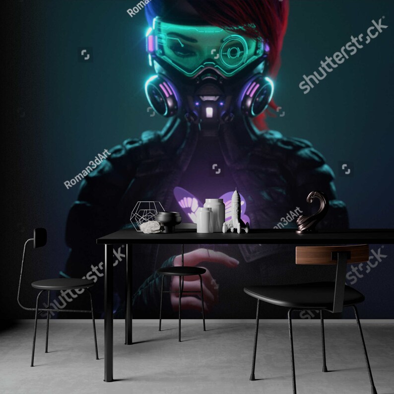 Peel and Stick Neon Wallpaper Kids Wall Mural Gaming Wall Etsy