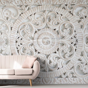 3D Wallpaper, 3D Embossed Effect, 3D Rose Wall Mural, Gray Relief Wallpaper,  Wall Mural, Self Adhesive Wallpaper, Removable Relief Mural 