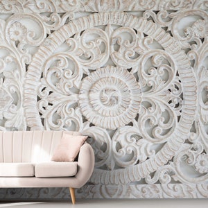 Fabric 3D Wallpaper - Stucco Style Print Mural, Embossed Bas-Relief Bedroom Wall Mural, Peel and Stick 3D Wall Sticker 3d Murals Decoration