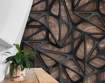 Modern 3D Wood Wallpaper Mural Custom Wall Covering