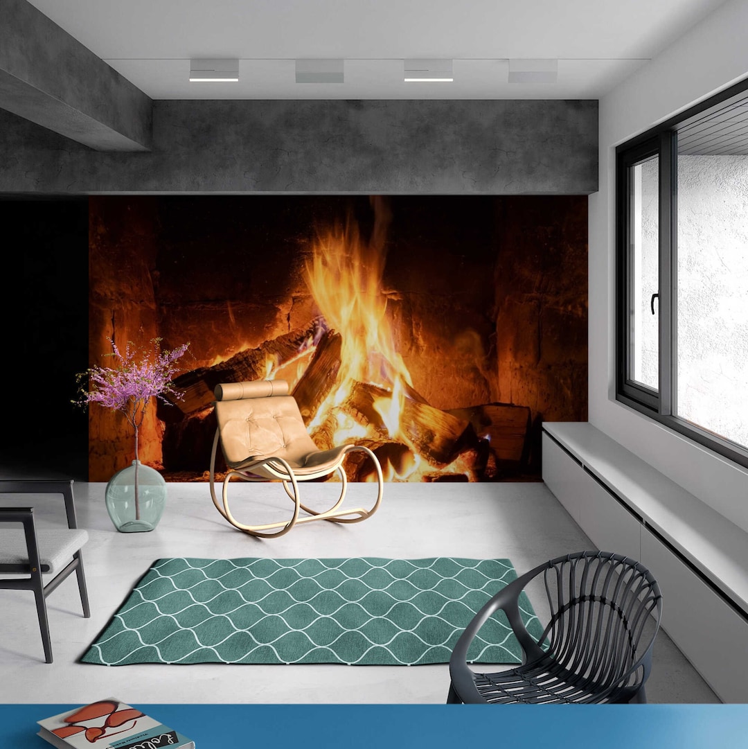 Fireplaces 3d Wallpaper Mural 3d Wall Paper Red Peel and Stick Etsy