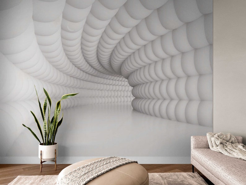 White Tunel Peel and Stick 3D Wallpapers Bedroom Wallpaper Etsy