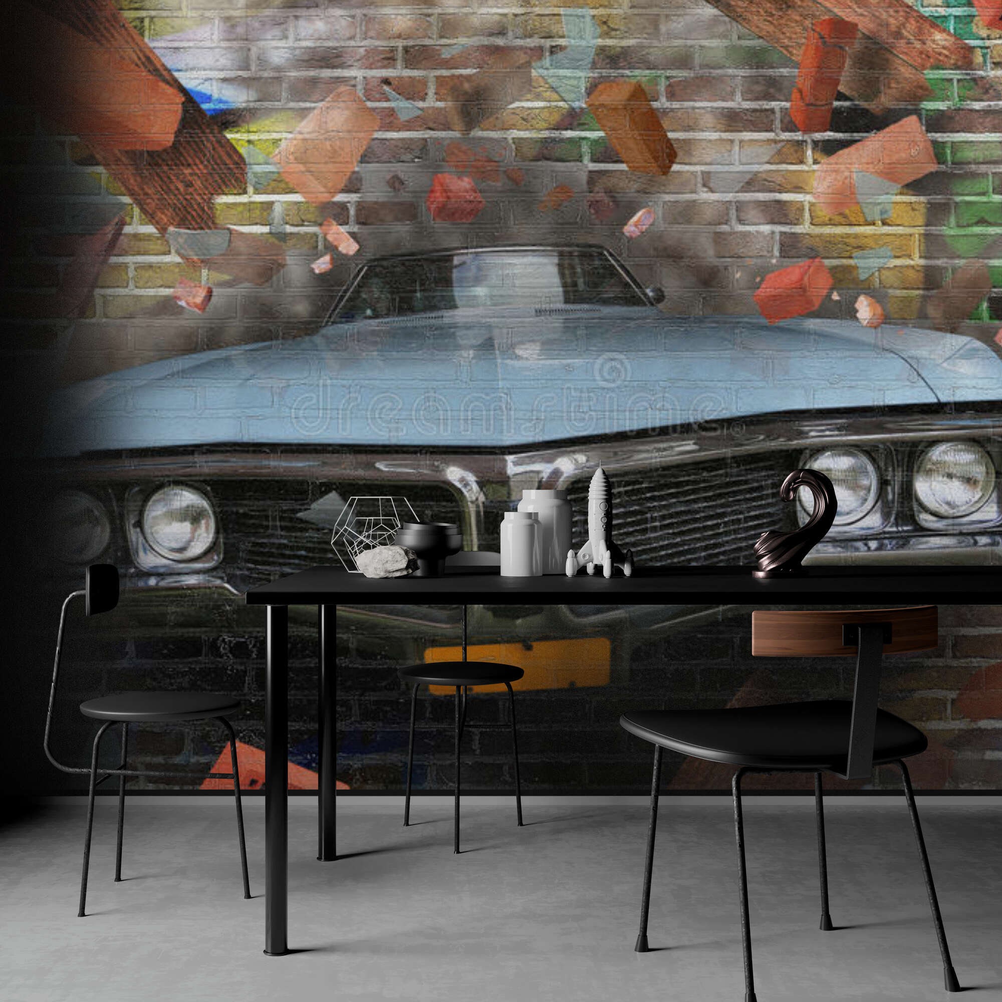 Graffiti Wall Paper Car Graffiti Wall Mural 3D Wallpaper Etsy