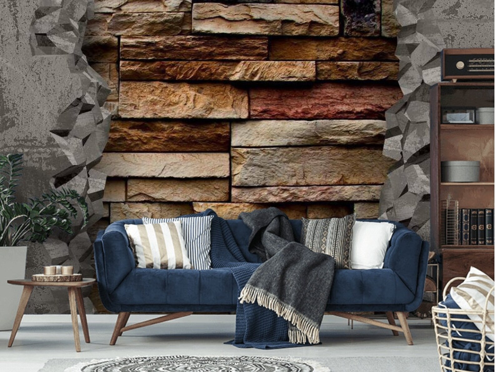 Mural Brick Wall Wallpapers Brick Photo Wallpaper Peel and - Etsy