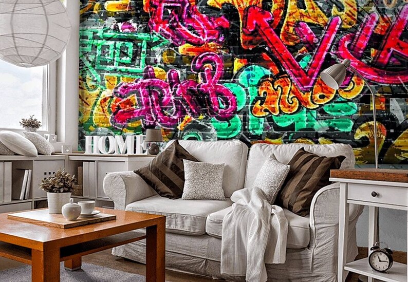 Colorful Wallpapers Graffiti Wall Murals Peel and Stick Murals | Etsy