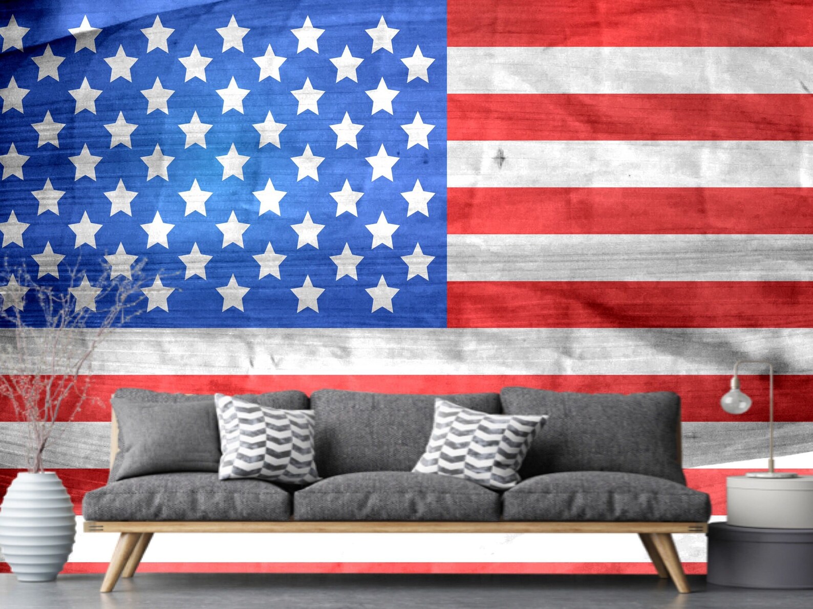 Photo Wallpaper National USA Flag Wall Paper Mural Peel and | Etsy